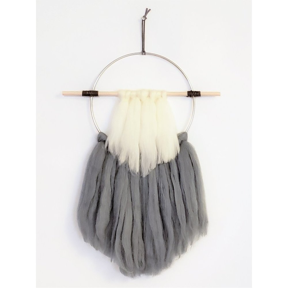 Modern Boho Gray & Cream Yarn Wall Hanging